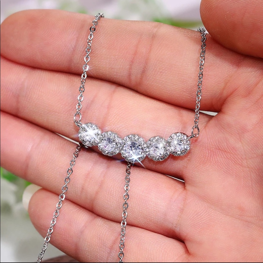 New Women’s 925 Silver Beautiful Diamond necklace - Picture 1 of 5